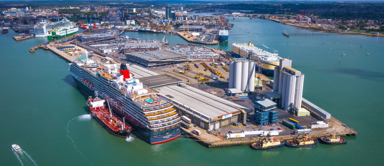 Port of Southampton aerial cruise ship